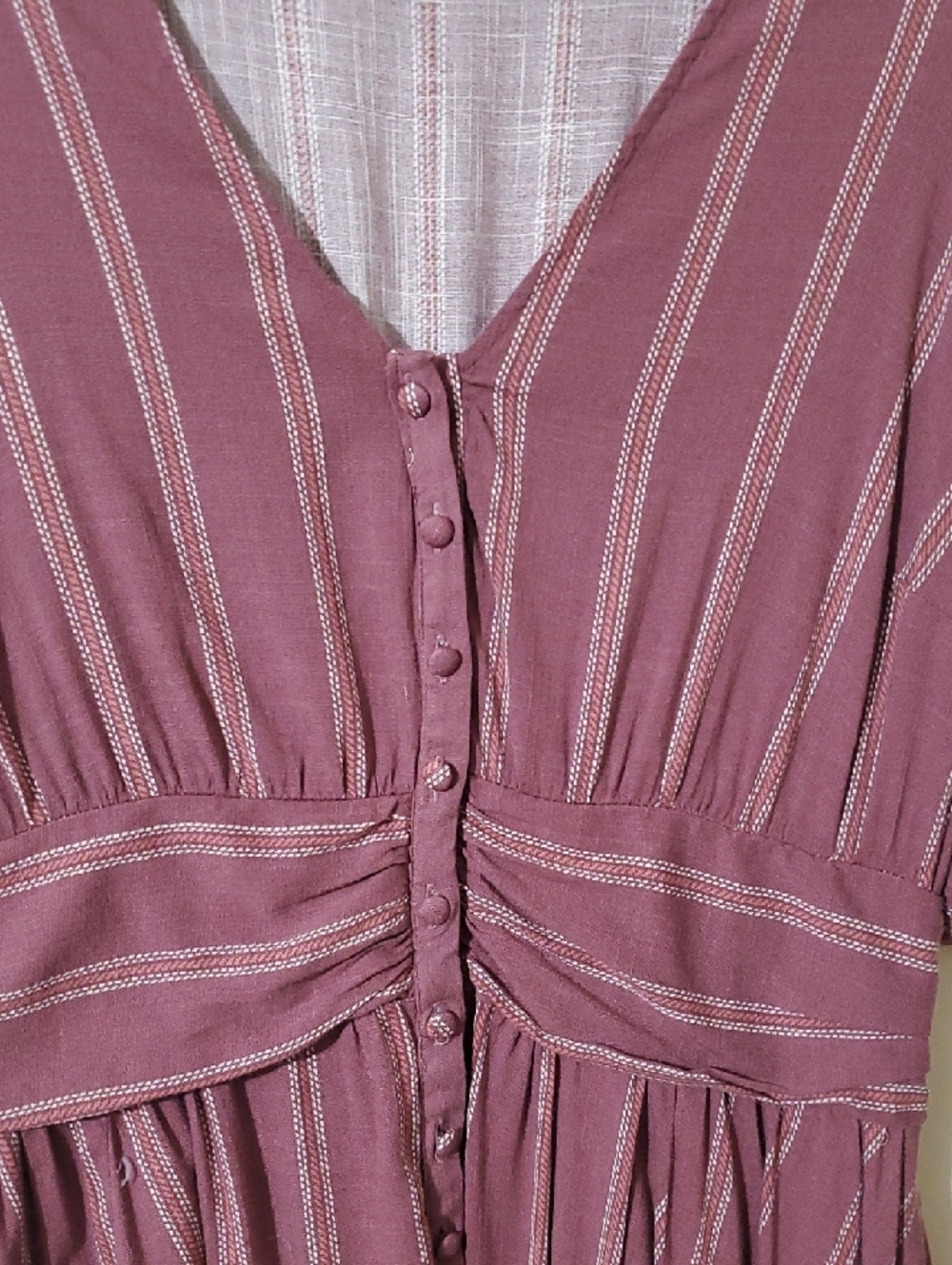 Torrid Bubble-Sleeve Button-Up Mini Dress Mauve-Lloyd Stripe Wild Ginger NWOT 1X - Picture 3 of 11